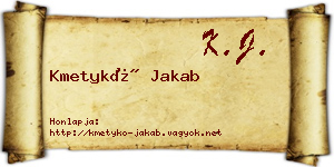 Kmetykó Jakab névjegykártya